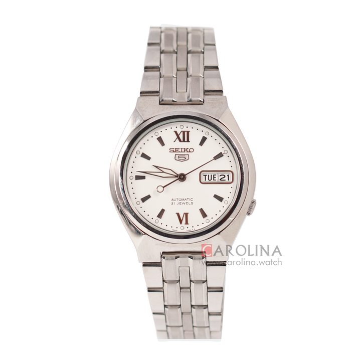 Jam Tangan Seiko 5 SNK315(S) Automatic Men White Dial Stainless Steel Strap