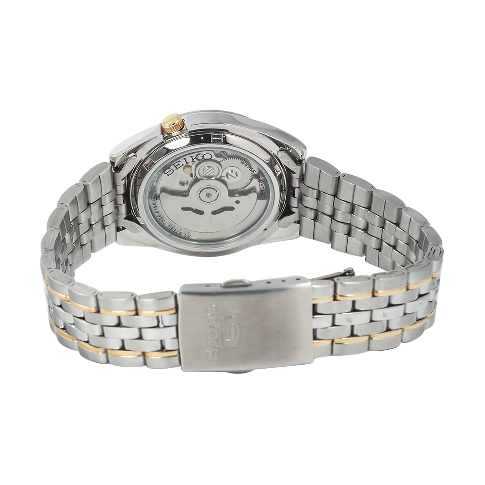 Jam Tangan Seiko 5 SNK363K1 Automatic Men White Dial Dual Tone Stainless Steel Strap