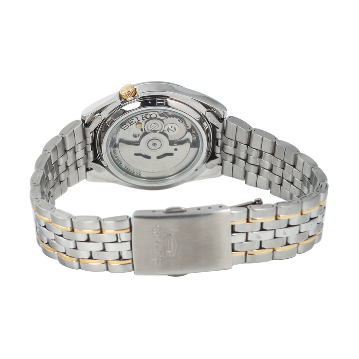 Jam Tangan Seiko 5 SNK363K1 Automatic Men White Dial Dual Tone Stainless Steel Strap