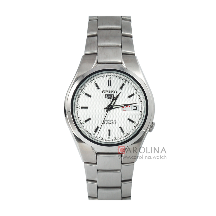 Jam Tangan Seiko 5 SNK601 Automatic Men White Dial Stainless Steel Strap