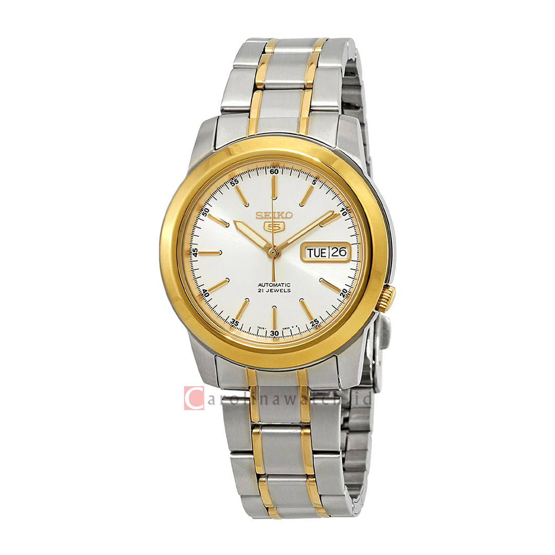 Jam Tangan Seiko 5 Sports SNKE54K1 Automatic Men White Dial Dual Tone Stainless Steel Strap