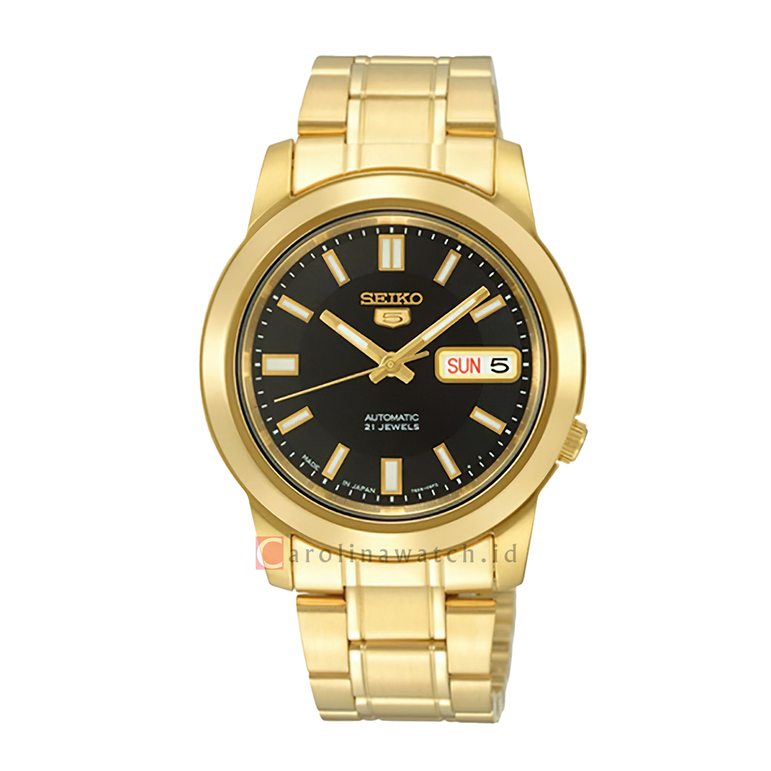 Seiko Gold Black Dial Seiko Gold Tone Jubilee Bracelet Black Dial