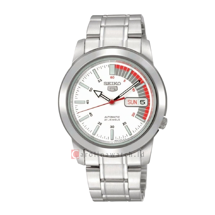 Jam Tangan Seiko 5 Sports SNKK25K1 Automatic Men White Dial Stainless Steel Strap