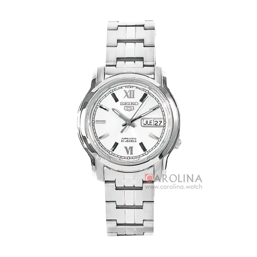 Jam Tangan Seiko 5 SNKK77 Automatic Men White Dial Stainless Steel Strap