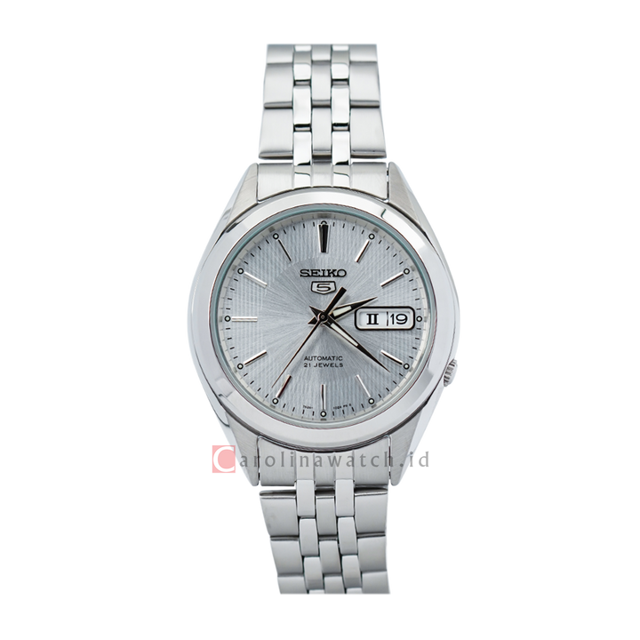 Jam Tangan Seiko 5 Sports SNKL15K1 Automatic Men Silver Sunburst Dial Stainless Steel Strap