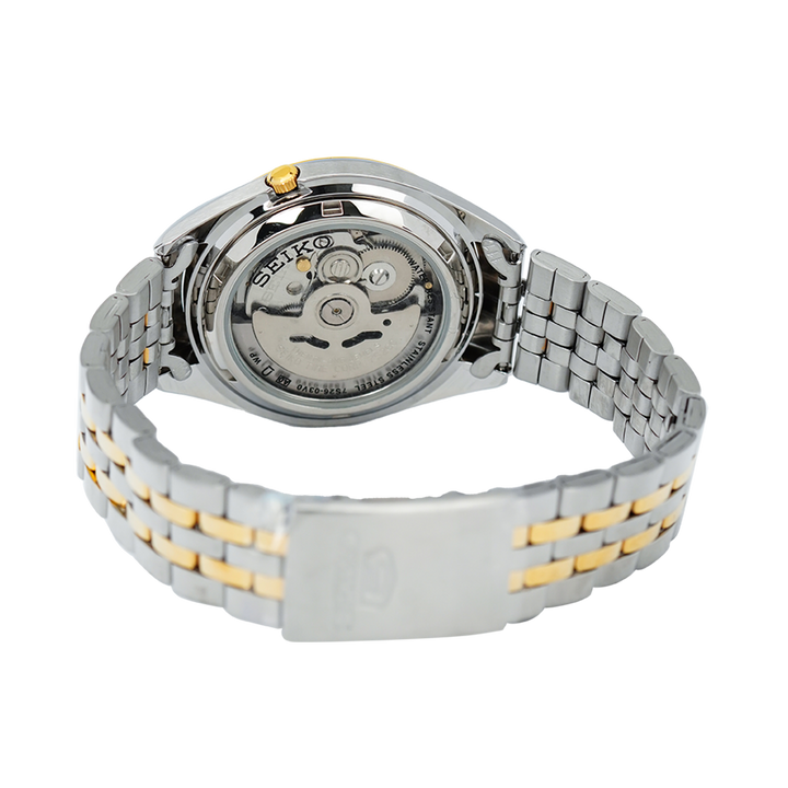 Jam Tangan Seiko 5 Sports SNKL24K1 Automatic Men Silver Sunburst Dial Dual Tone Stainless Steel Strap