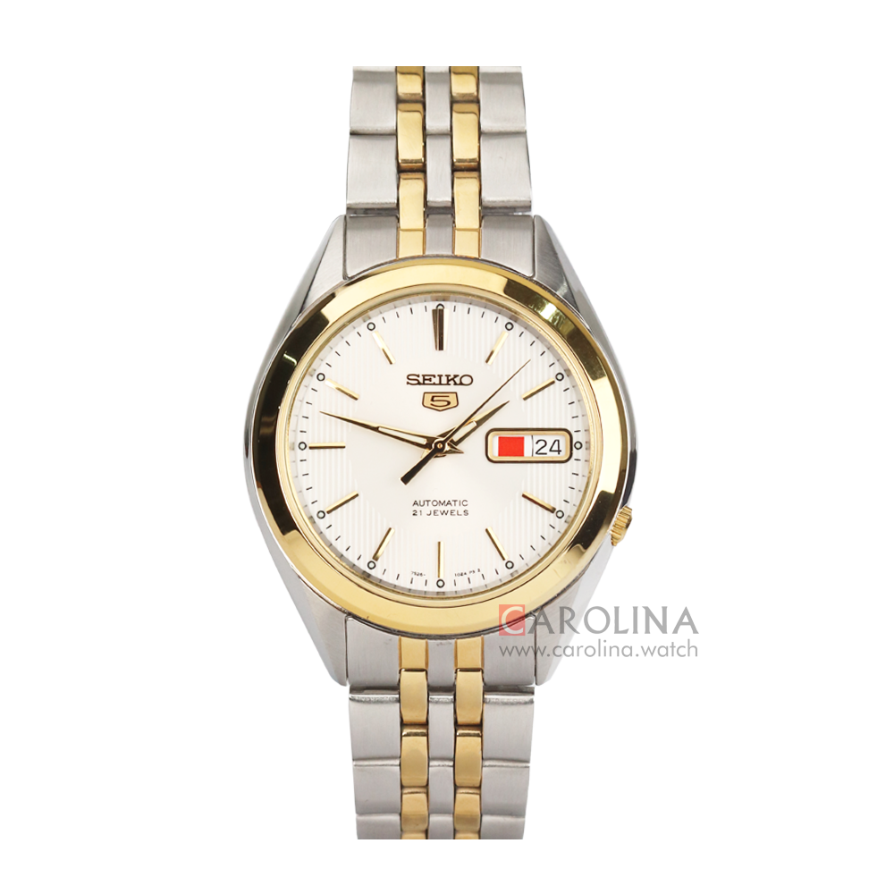 Jam Tangan Seiko 5 Sports SNKL24 Automatic Men Silver Dial Dual Tone Stainless Steel Strap