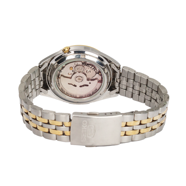 Jam Tangan Seiko 5 Sports SNKL24 Automatic Men Silver Dial Dual Tone Stainless Steel Strap
