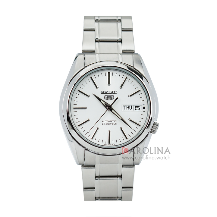 Jam Tangan Seiko 5 Sports SNKL41K1 Automatic Men White Dial Stainless Steel Strap