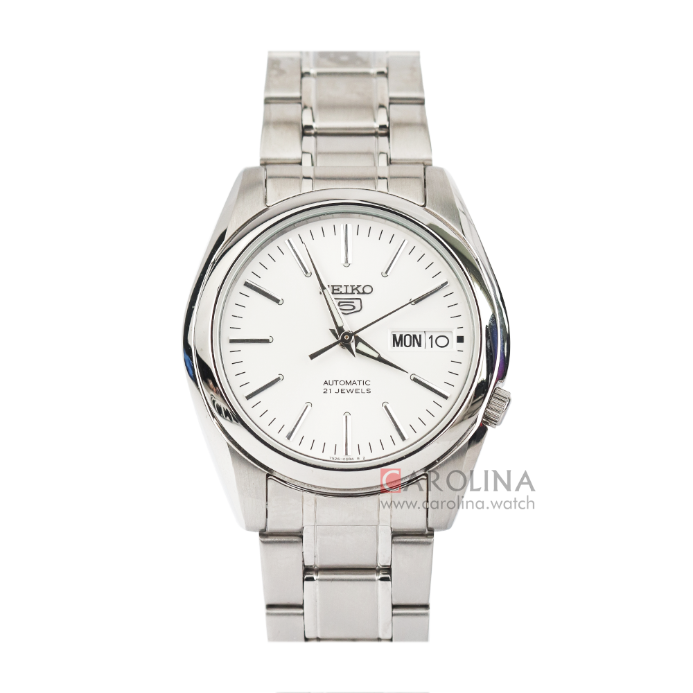 Jam Tangan Seiko 5 Sports SNKL41 Automatic Men White Dial Stainless Steel Strap