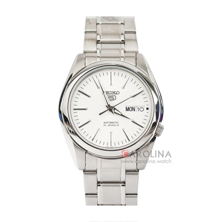 Jam Tangan Seiko 5 Sports SNKL41 Automatic Men White Dial Stainless Steel Strap