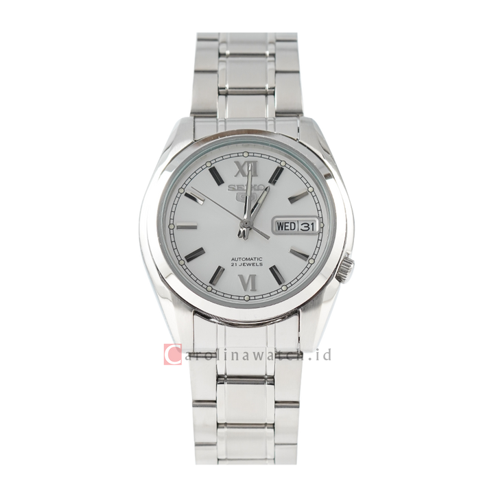 Jam Tangan Seiko 5 Sports SNKL51K1 Automatic Men White Dial Stainless Steel Strap