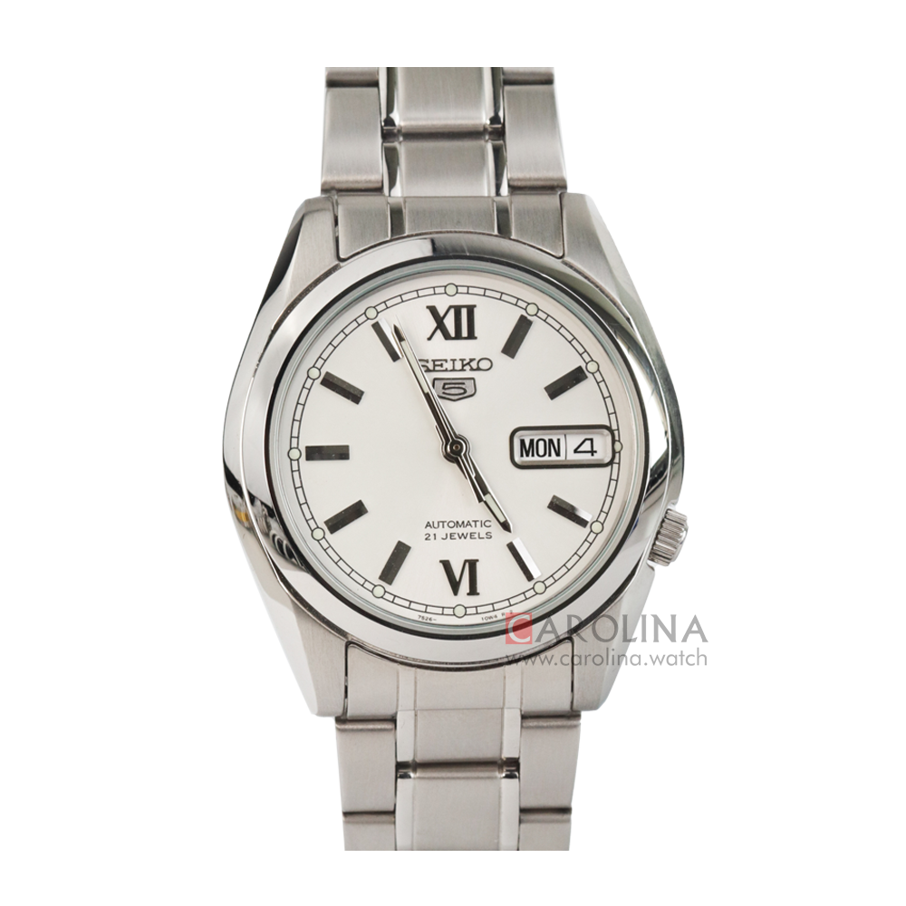 Jam Tangan Seiko 5 Sports SNKL51 Automatic Men White Dial Stainless Steel Strap