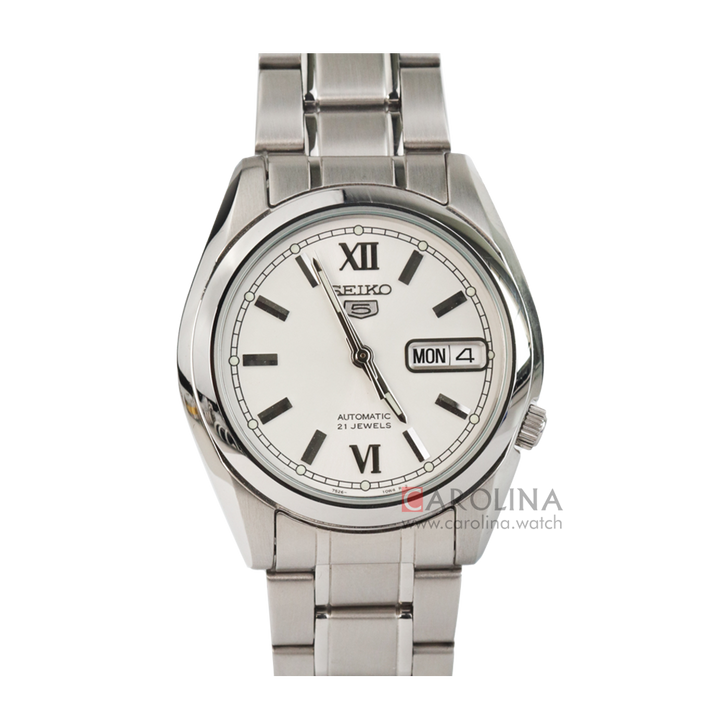 Jam Tangan Seiko 5 Sports SNKL51 Automatic Men White Dial Stainless Steel Strap