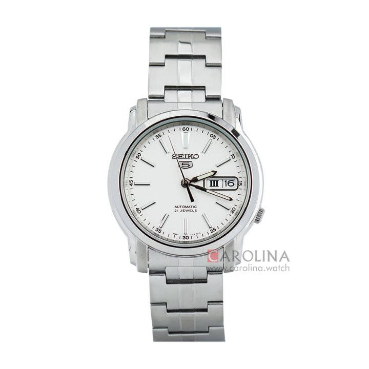Jam Tangan Seiko Sports SNKL75K1 Automatic Men White Dial Stainless Steel Strap