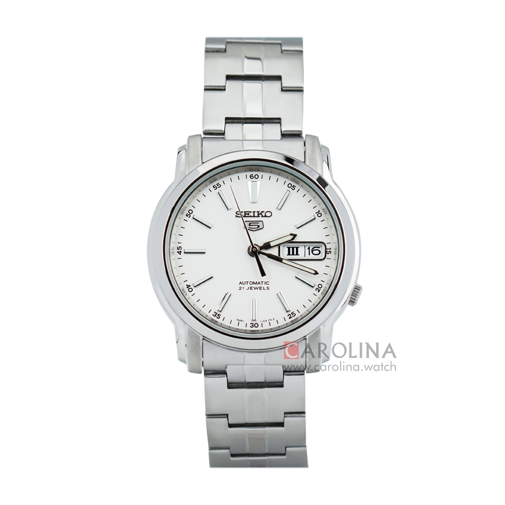 Jam Tangan Seiko 5 Sports SNKL75K1 Automatic Men White Dial Stainless Steel Strap
