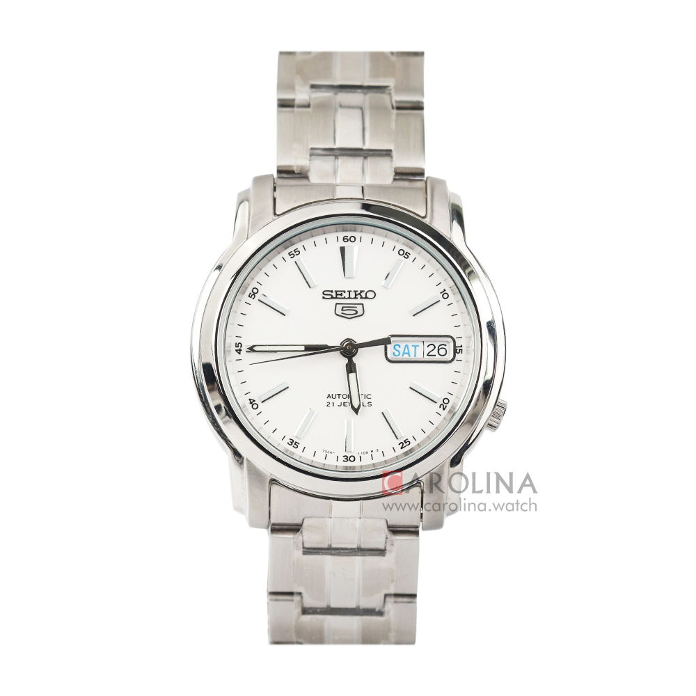 Jam Tangan Seiko 5 Sports SNKL75 Automatic Men White Dial Stainless Steel Strap