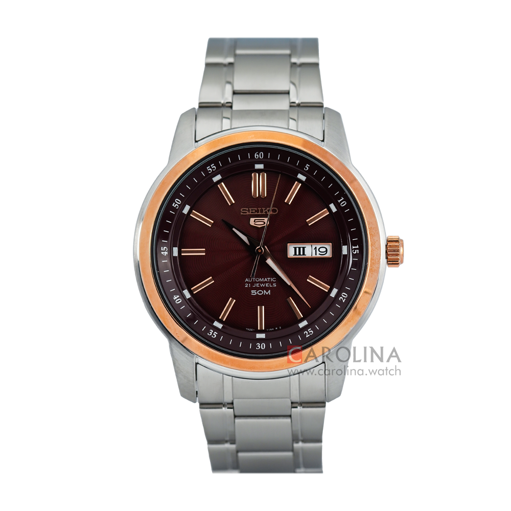Jam Tangan Seiko 5 Sports SNKM90K1 Automatic Dark Brown Dial Stainless Steel Strap