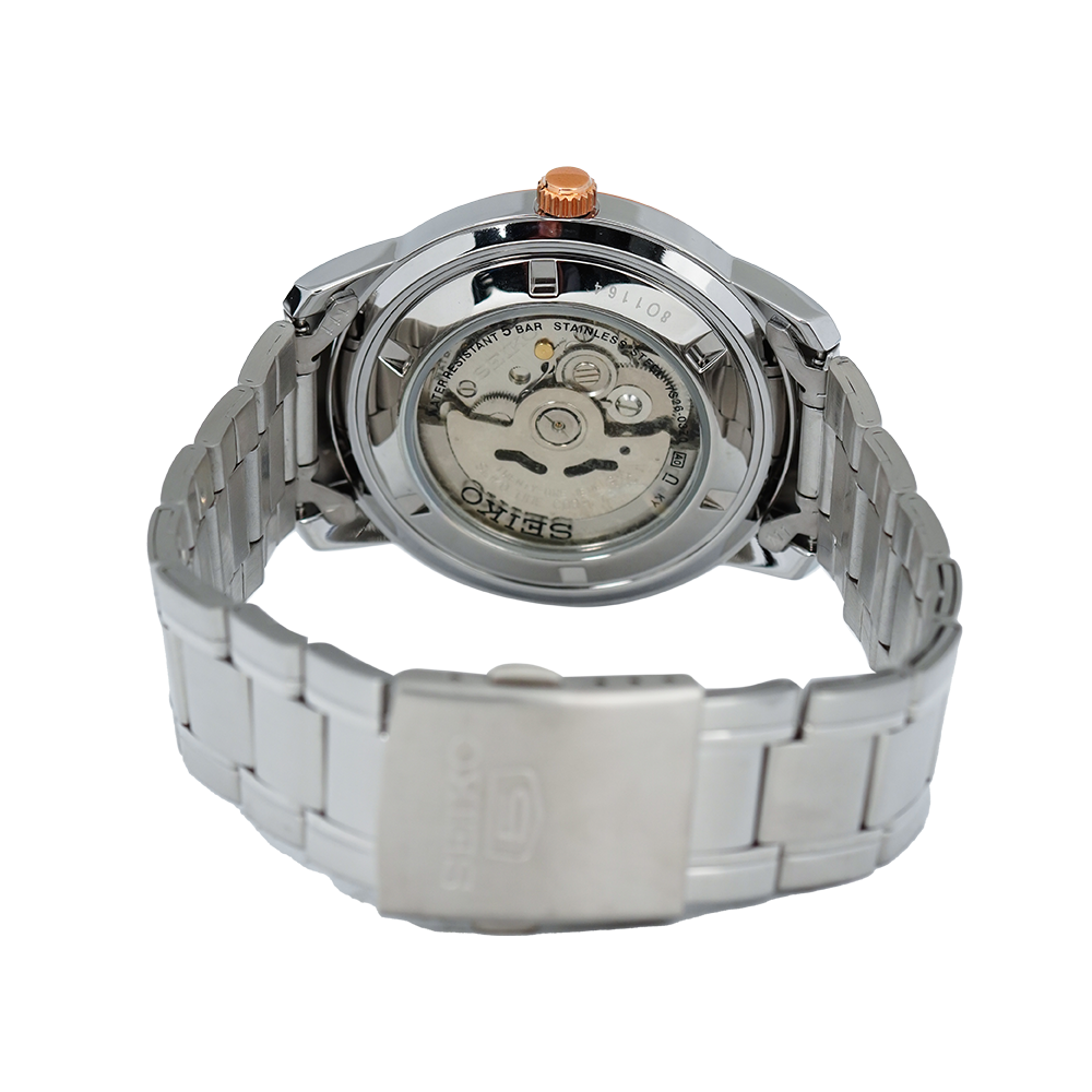 Jam Tangan Seiko 5 Sports SNKM90K1 Automatic Dark Brown Dial Stainless Steel Strap
