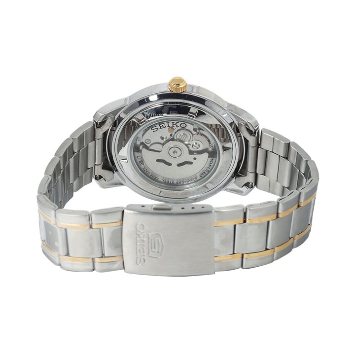 Jam Tangan Seiko 5 Sports SNKM92K1 Automatic White Dial Dual Tone Stainless Steel Strap