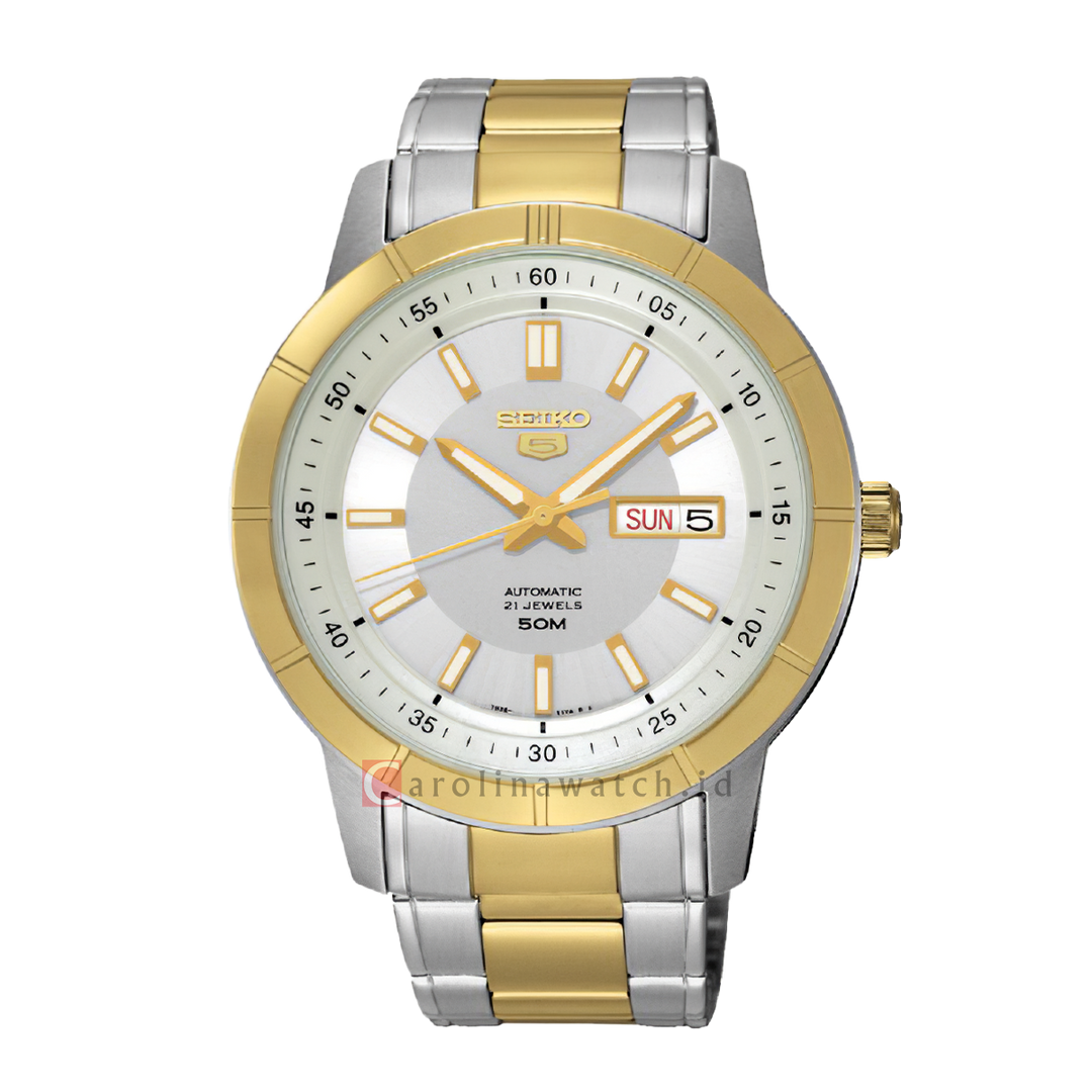 Jam Tangan Seiko 5 Sports SNKN58K1 Automatic Silver Dial Dual Tone Stainless Steel Strap