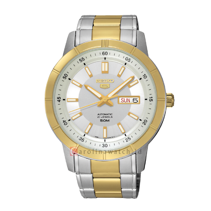 Jam Tangan Seiko 5 Sports SNKN58K1 Automatic Silver Dial Dual Tone Stainless Steel Strap