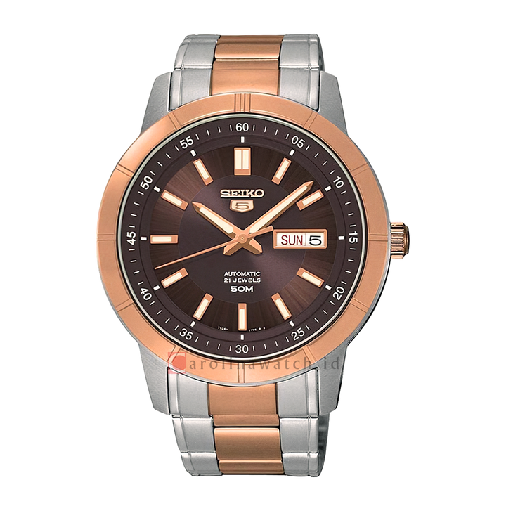 Jam Tangan Seiko 5 Sports SNKN60K1 Automatic Brown Dial Dual Tone Stainless Steel Strap