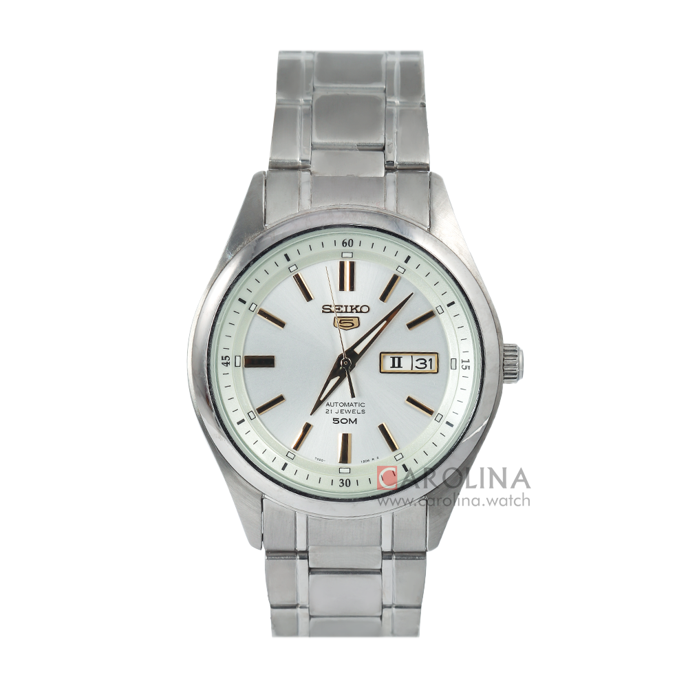 Jam Tangan Seiko 5 SNKN87K1 Automatic Men Silver Dial Stainless Steel Strap