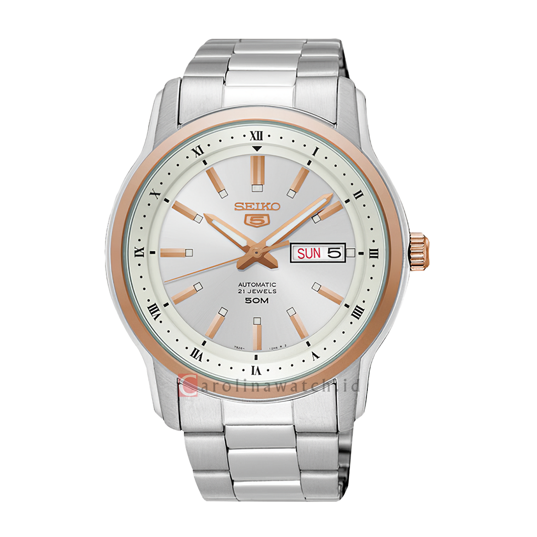 Jam Tangan Seiko 5 Sports SNKP12K1 Automatic Men White Dial Stainless Steel Strap