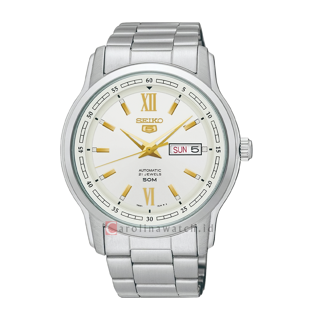 Jam Tangan Seiko 5 Sports SNKP15K1 Men Automatic White Dial Stainless Steel Strap