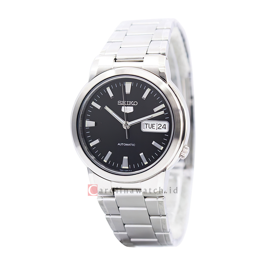 Jam Tangan Seiko 5 SNXE91 Automatic Men Black Dial Stainless Steel Strap