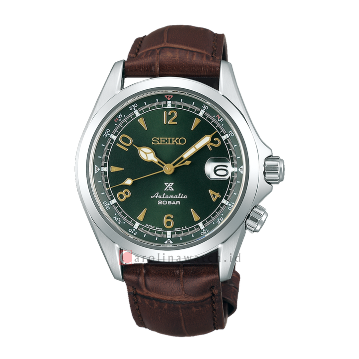 Jam Tangan Seiko Prospex Alpinist SPB121J1 Automatic Men Green Dial Brown Leather Strap