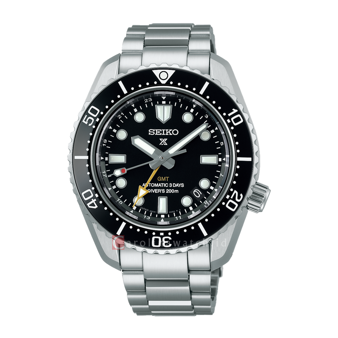 Jam Tangan Seiko Prospex SPB383J1 Baby Marinemaster GMT Save the Ocean Black Dial Stainless Steel Strap