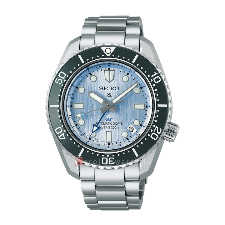 Jam Tangan Seiko Prospex SPB385J1 Baby Marinemaster GMT Save the Ocean Blue Dial Stainless Steel Strap (Limited Edition)