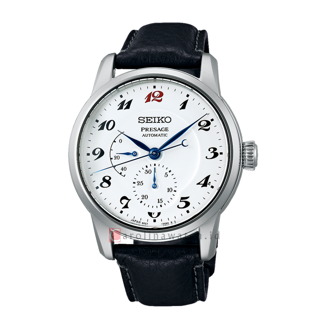 Jam Tangan Seiko Presage SPB401J1 Craftsmanship Series Automatic Men White Dial Black Leather Strap