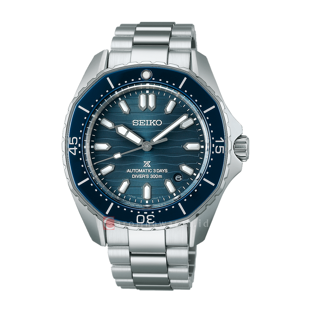 Jam Tangan Seiko Prospex SPB483J1 Men Octagonal Bezel Blue Dial Stainless Steel Strap