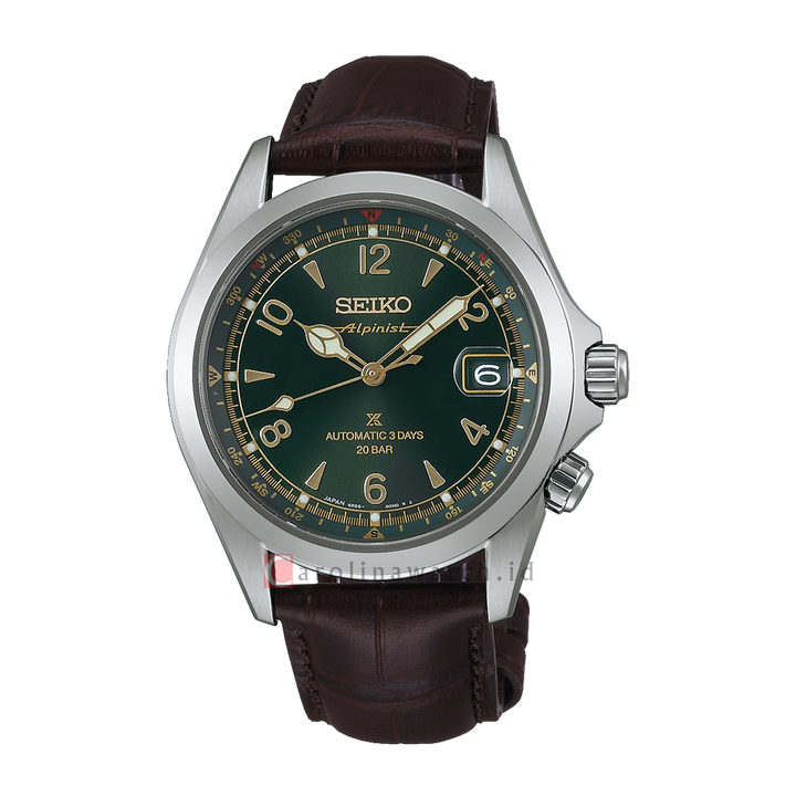 Jam Tangan Seiko Prospex Alpinist SPB507J1 Men Green Dial Leather Strap