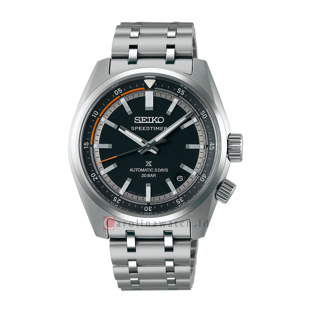 Jam Tangan Seiko Prospex SPB515J1 Speedtimer Men Automatic Black Dial Stainless Steel Strap