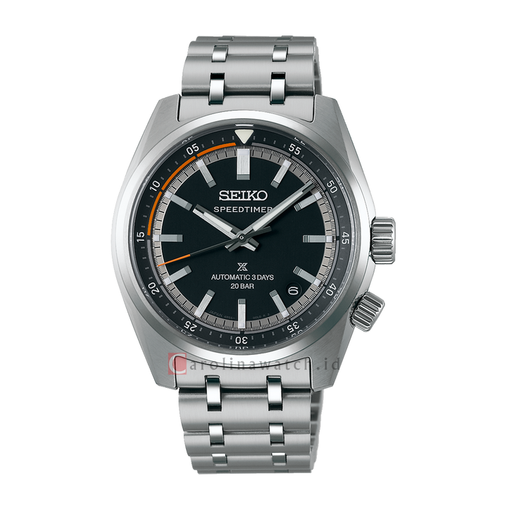 Jam Tangan Seiko Prospex SPB515J1 Speedtimer Men Automatic Black Dial Stainless Steel Strap