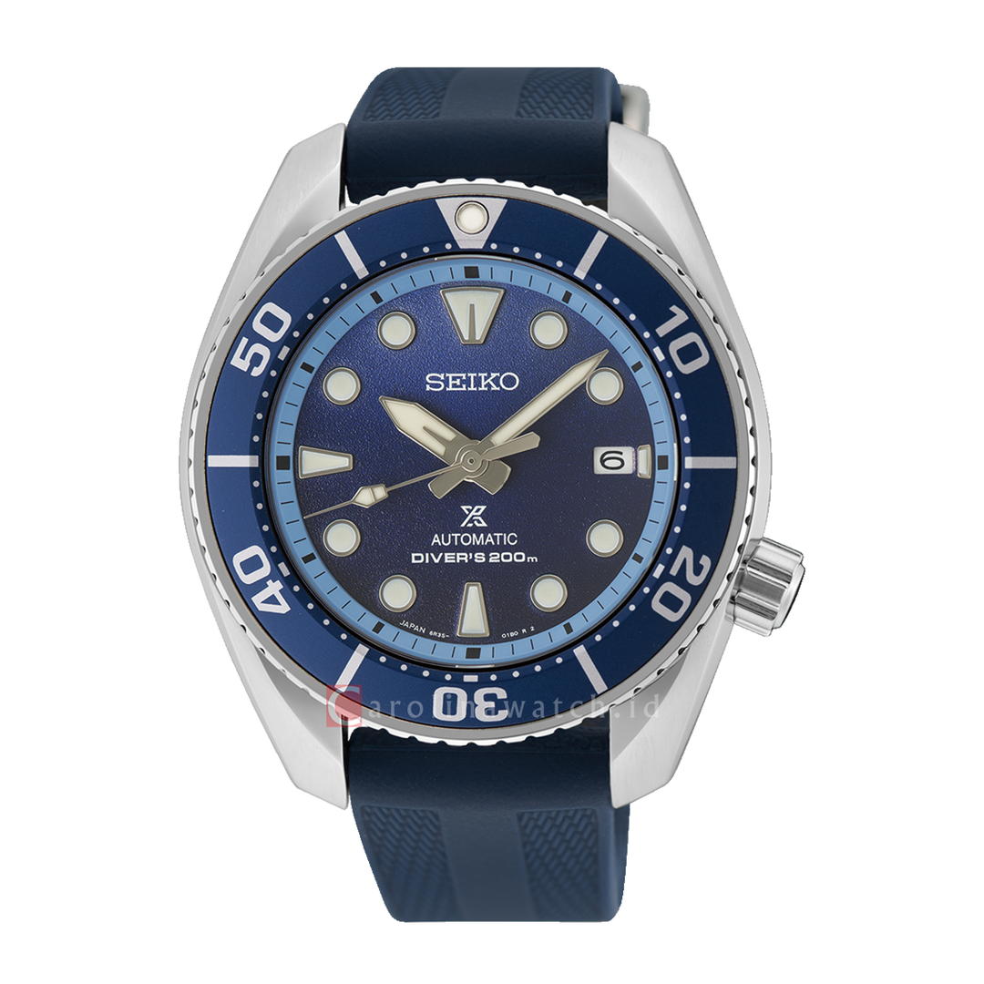 Jam Tangan Seiko Prospex SPB543J1 Sumo Men Automatic Blue Fire Crater Dial Blue Rubber Strap (Limited Edition)