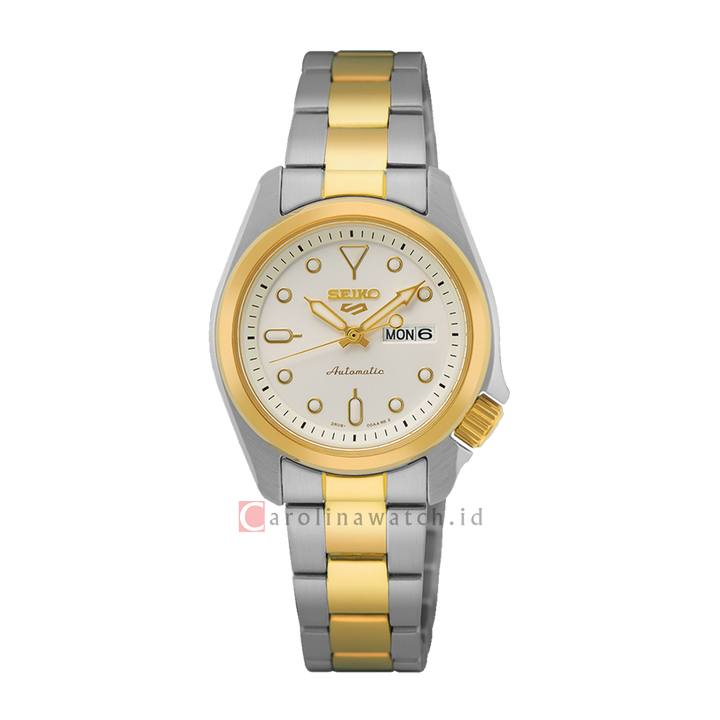 Jam Tangan Seiko 5 Sports SRE004K1 Automatic Women White Dial Dual Tone Stainless Steel Strap