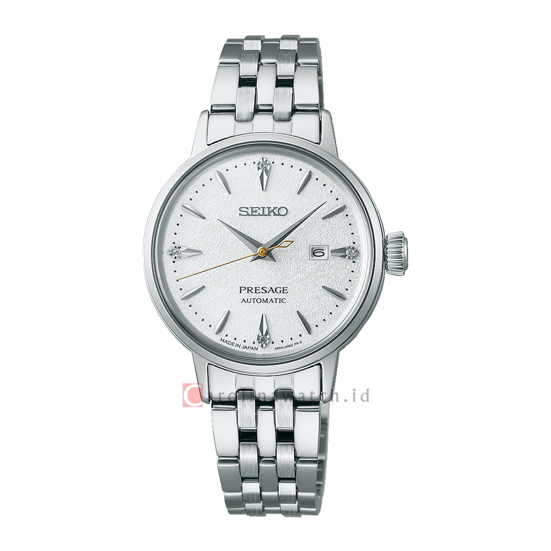 Jam Tangan Seiko Presage SRE017J1 Women Cocktail Time Hot Buttered Rum Diamond-Set Stainless Steel Strap
