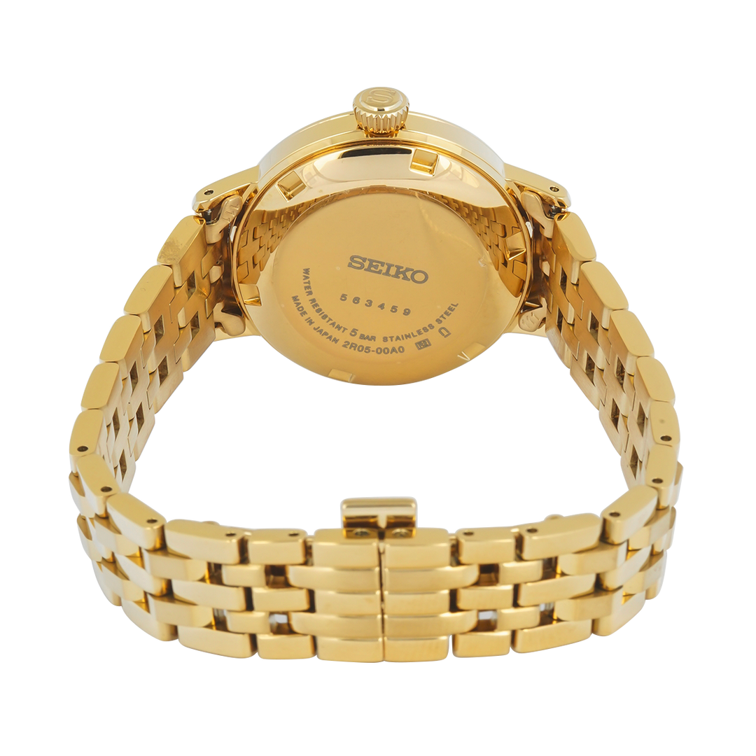 Jam Tangan Seiko Presage SRE018J1 Women Cocktail Time Eggnog Diamond-Set Gold Stainless Steel Strap