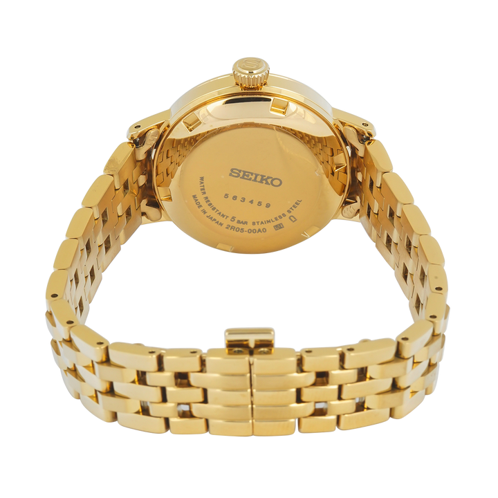 Jam Tangan Seiko Presage SRE018J1 Women Cocktail Time Eggnog Diamond-Set Gold Stainless Steel Strap