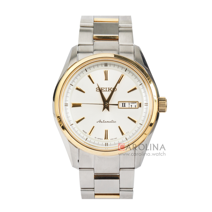 Jam Tangan Seiko Automatic SRP532J Men Ivory Dial Dual Tone Stainless Steel Strap