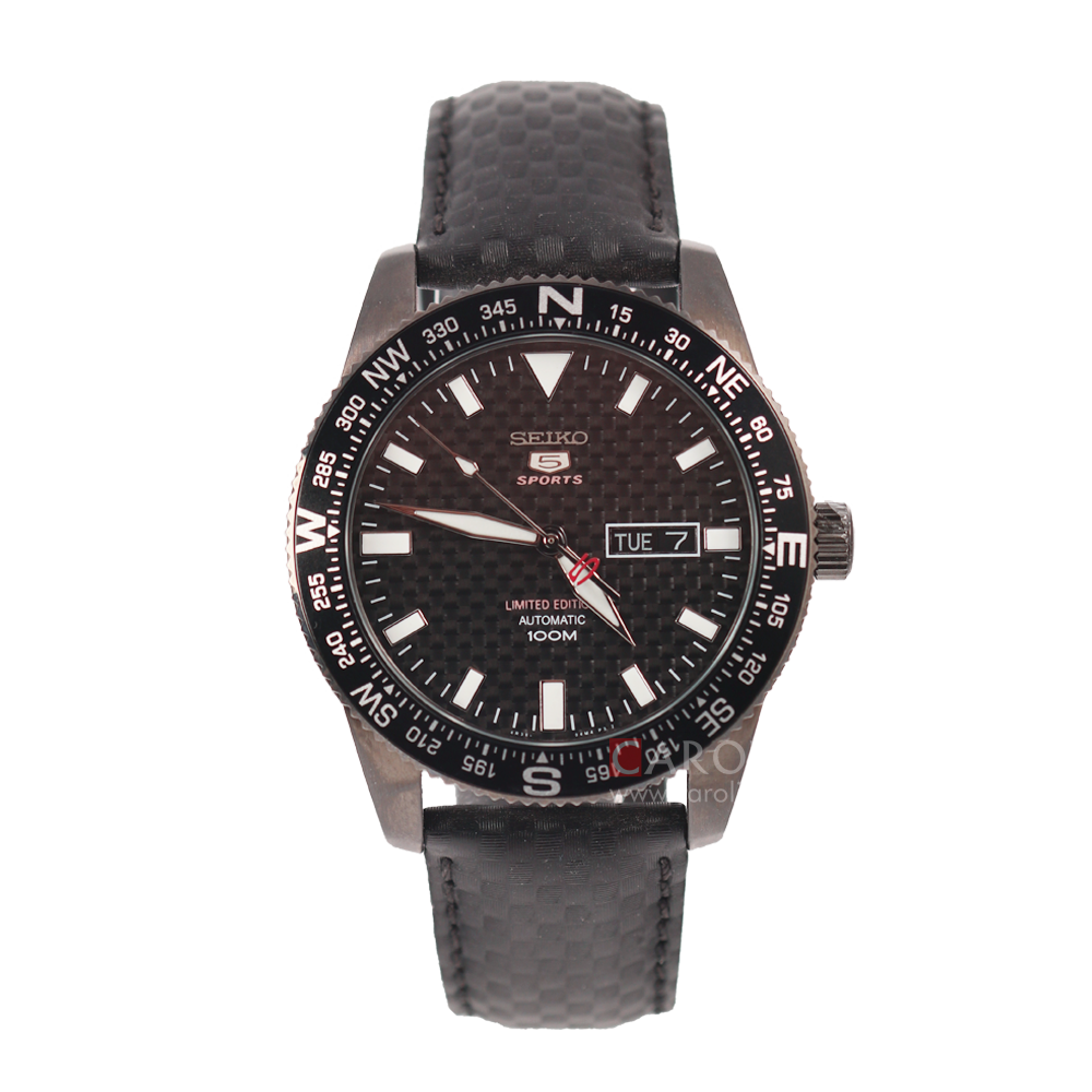 Jam Tangan Seiko 5 Sports SRP719K1 Automatic Men Black Dial Black Leather Strap LIMITED EDITION