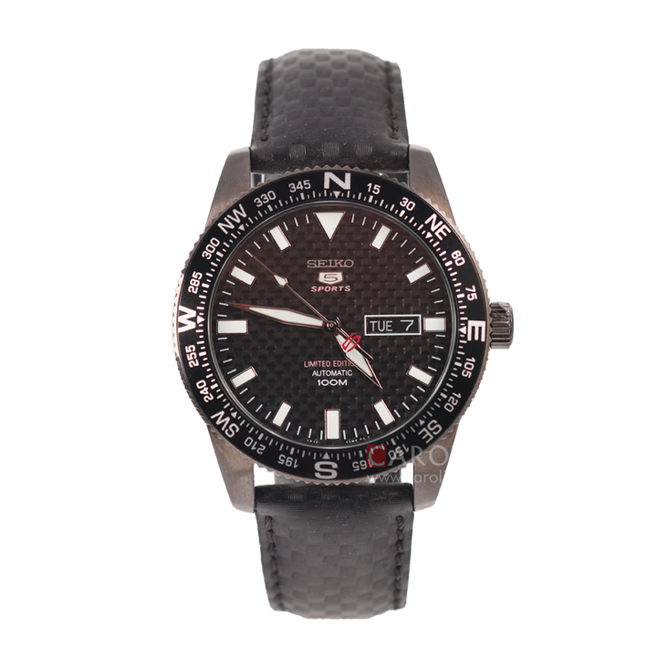 Jam Tangan Seiko 5 Sports SRP719K1 Automatic Men Black Dial Black Leather Strap LIMITED EDITION