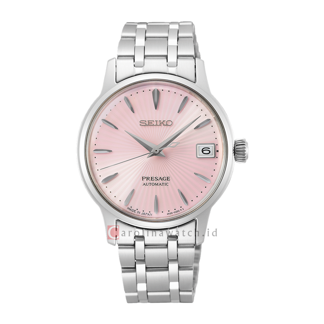 Jam Tangan Seiko Presage SRP839J1 Cocktail Time Women Automatic Pink Dial Stainless Steel Strap