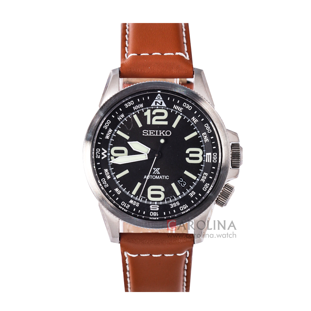 Jam Tangan Seiko Prospex SRPA75K1 Automatic Men Black Dial Brown Leather Strap