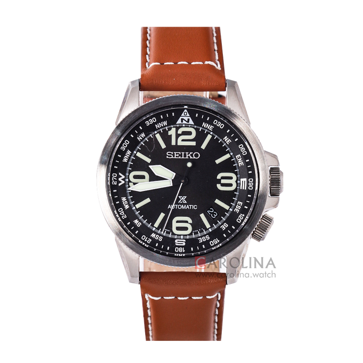 Jam Tangan Seiko Prospex SRPA75K1 Automatic Men Black Dial Brown Leather Strap